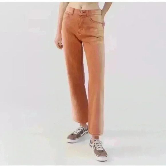 NEW BDG High Waisted Cowboy Jean - Piece Dye Color Denim ~ Rust Ombré ~ 30 - Picture 1 of 8